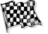 The race has ended. Shown first to the winner, and then to every car to cross the line behind them.